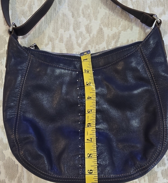 Brighton Vintage Navy Leather Crossbody Bag Embossed Detail & Adjustable Strap - Picture 13 of 16